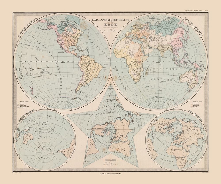 Picture of LAND WATER DISTRIBUTION EARTH - STIELER 1885