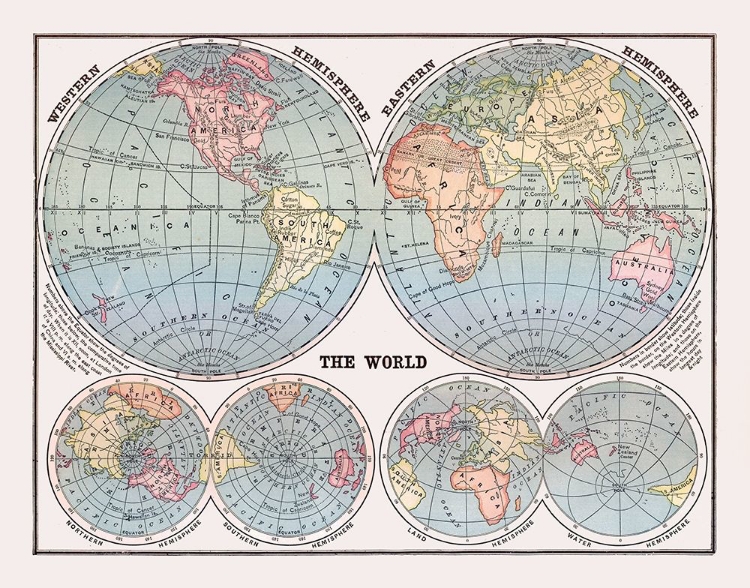 Picture of WESTERN EASTERN HEMISPHERES - MONTEITH 1882