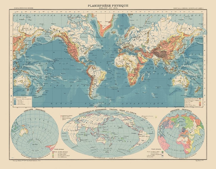 Picture of PHYSICAL PLANISPHERE TERRAIN FLOOR - SCHRADER 1908