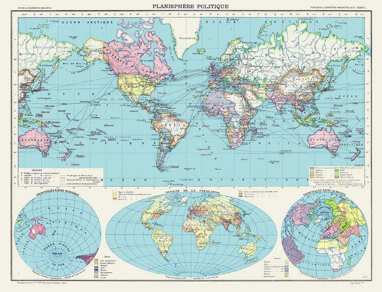 Picture of POLITICAL PLANISPHERE - SCHRADER 1908