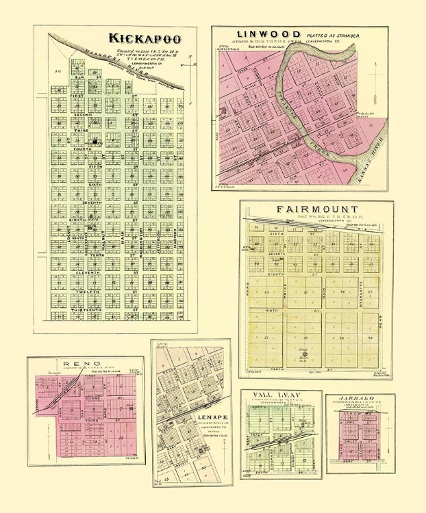 Picture of KICKAPOO, LINWOOD, FAIRMOUNT KANSAS - EVERTS 1887