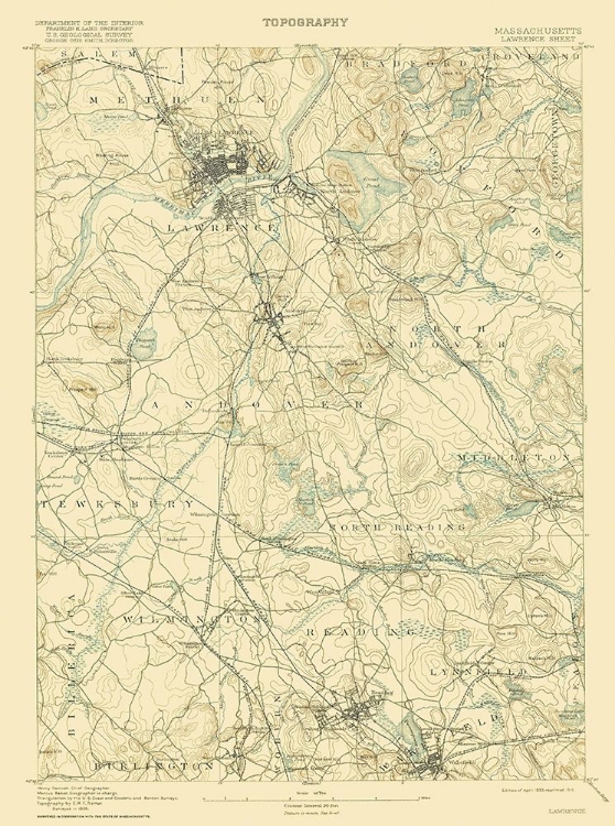 Picture of LAWRENCE MASSACHUSETTS SHEET - USGS 1893