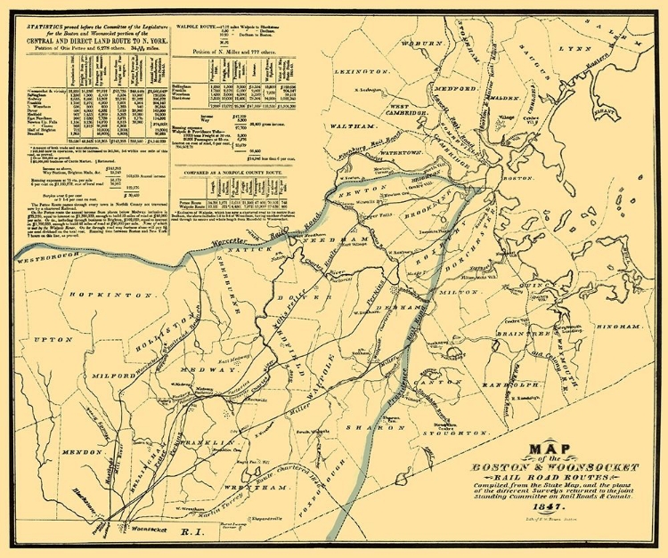 Picture of BOSTON AND WOONSOCKET RAILROAD - BOUVE 1847