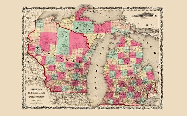 Picture of MICHIGAN, WISCONSIN - JOHNSON 1860