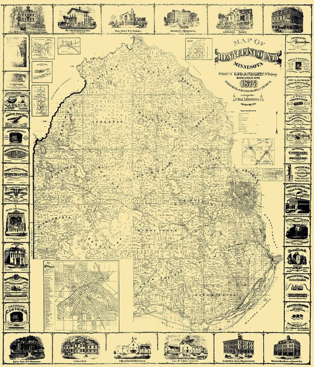 Picture of HENNEPIN MINNESOTA LANDOWNER - WRIGHT 1874