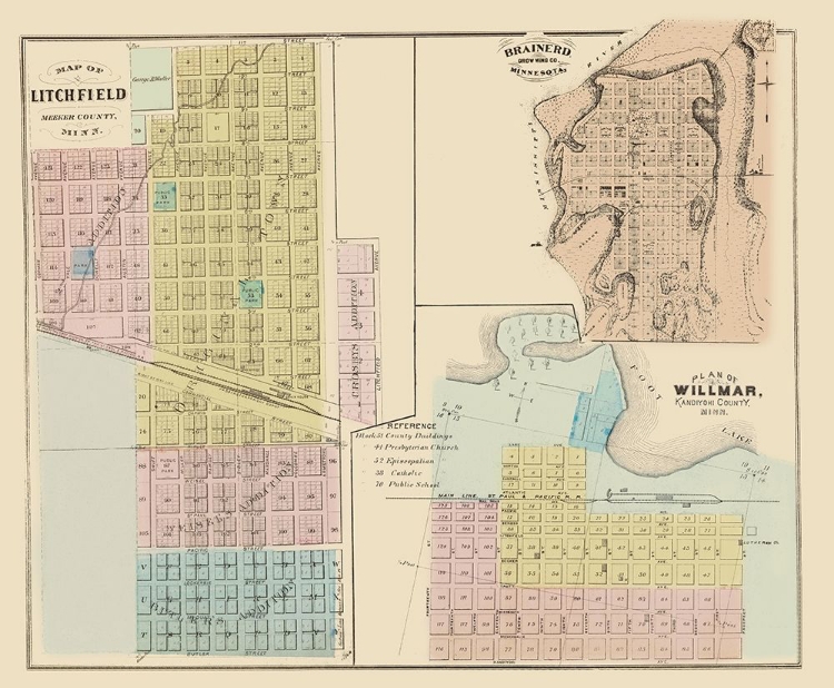 Picture of LITCHFIELD, BRAINERD, WILLMAR MINNESOTA 1874