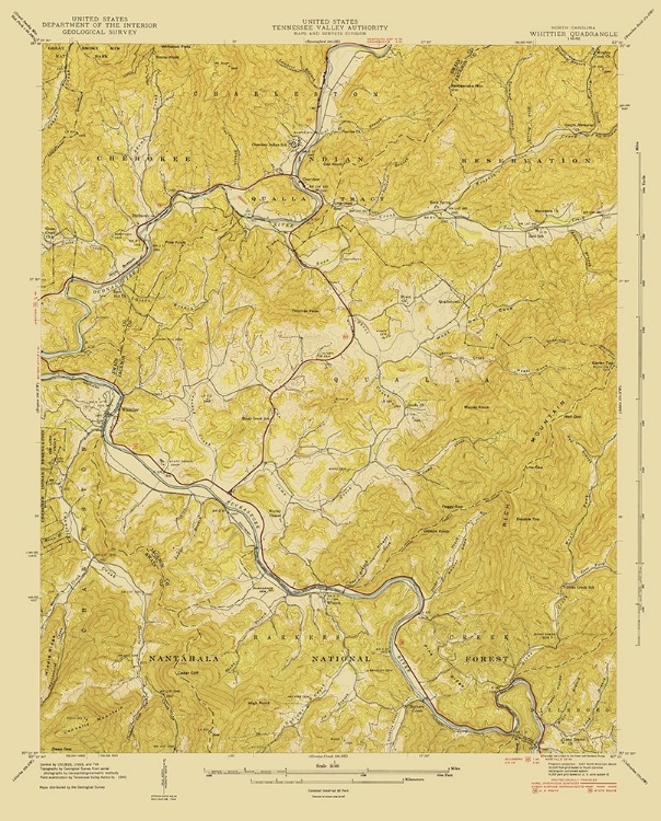 Picture of WHITTIER NORTH CAROLINA QUAD - USGS 1935