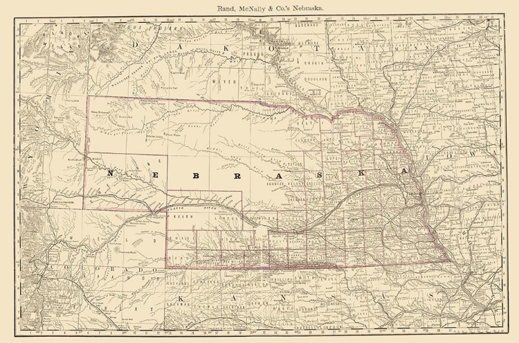 Picture of NEBRASKA - RAND MCNALLY 1879