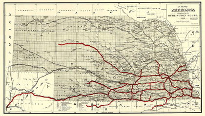 Picture of BURLINGTON RAILROAD ROUTE - HIRSCHFIELD 1886