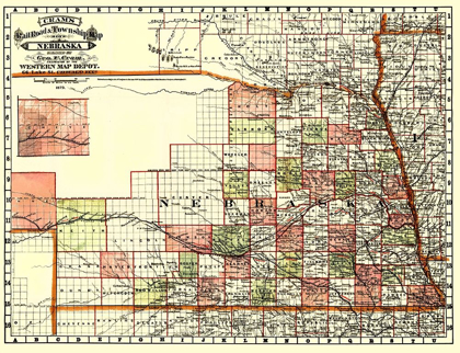 Picture of NEBRASKA RAILROADS AND TOWNSHIPS - CRAM 1879