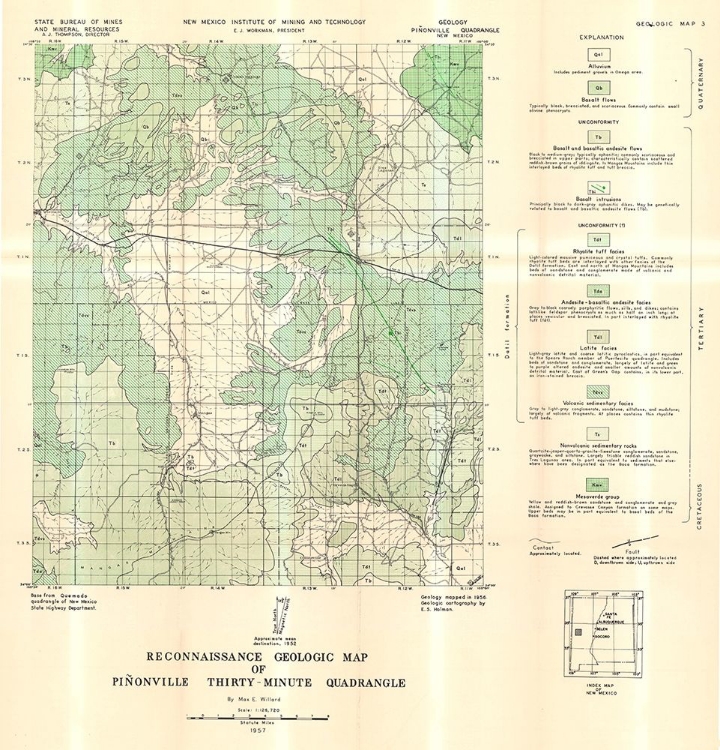 Picture of PINONVILLE QUAD NEW MEXICO MINES - WILLARD 1957