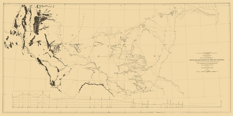 Picture of RED RIVER, RIO GRANDE RAILROAD ROUTE - DAVIS 1846