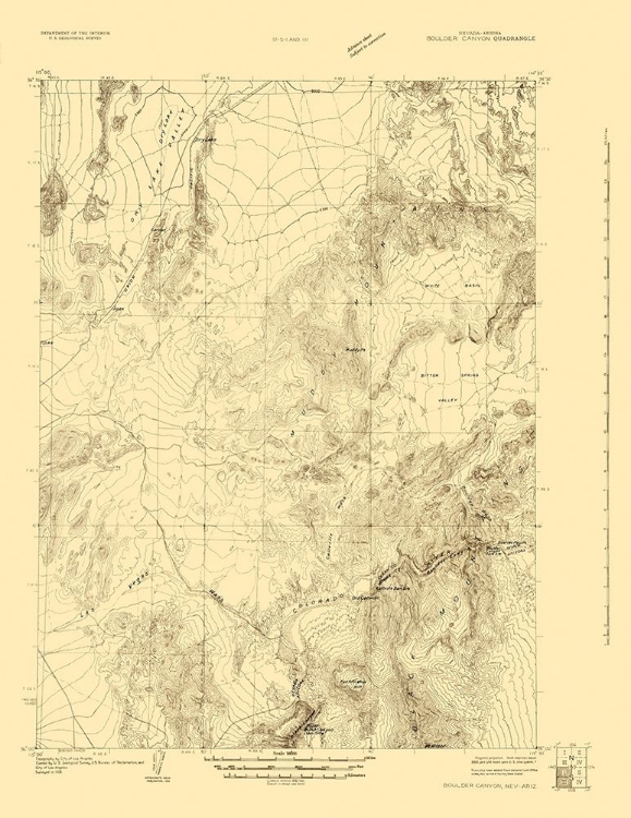 Picture of BOULDER CANYON NEVADA ARIZONA QUAD - USGS 1926