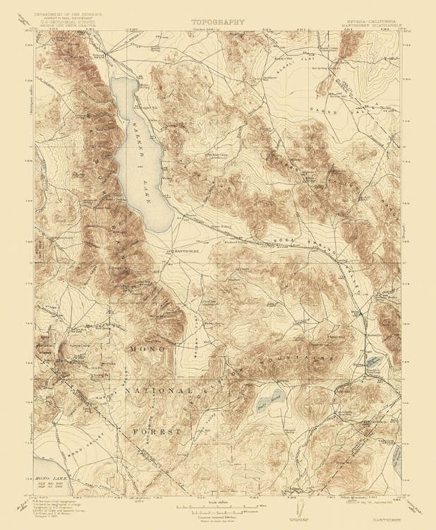 Picture of HAWTHORNE CALIFORNIA NEVADA QUAD - USGS 1911