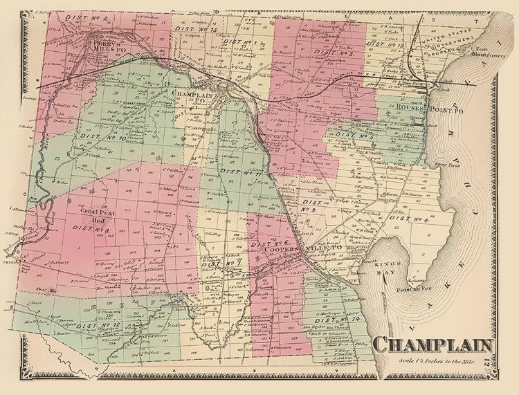 Picture of CHAMPLAIN NEW YORK LANDOWNER - BEERS 1869