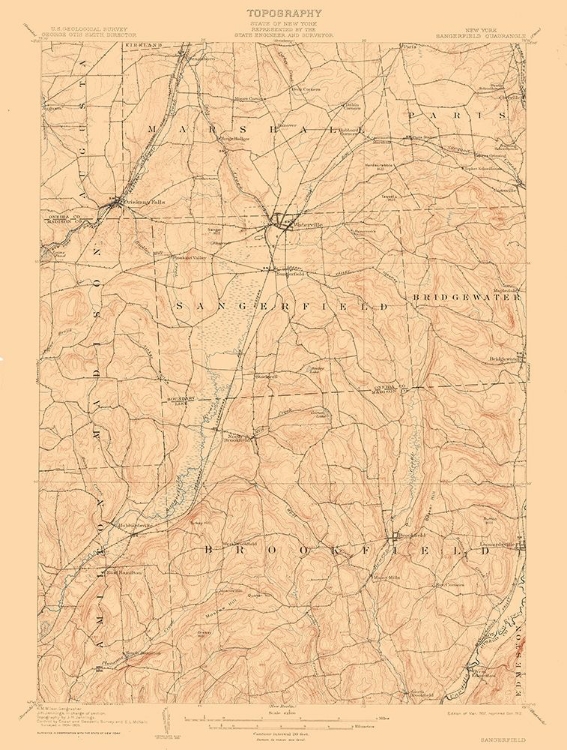 Picture of SANGERFIELD NEW YORK QUAD - USGS 1907