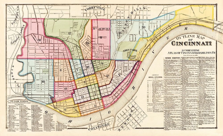 Picture of CINCINNATI, OUTLINE OHIO OUTLINE - TITUS 1869