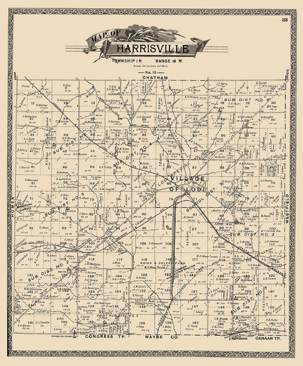 Picture of HARRISVILLE OHIO LANDOWNER - AMERICAN ATLAS 1897