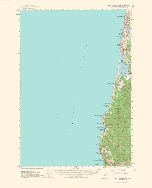 Picture of CAPE FOULWEATHER OREGON QUAD - USGS 1967