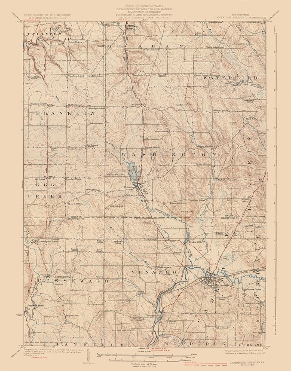 Picture of CAMBRIDGE SPRINGS PENNSYLVANIA QUAD - USGS 1925