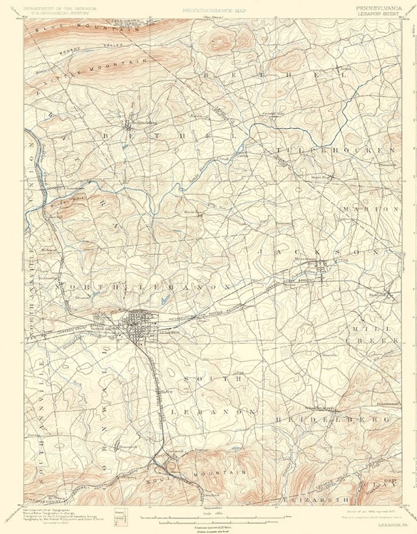 Picture of LEBANON PENNSYLVANIA QUAD - USGS 1899