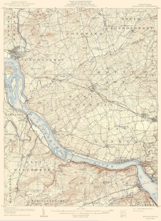 Picture of MIDDLETOWN PENNSYLVANIA QUAD - USGS 1908