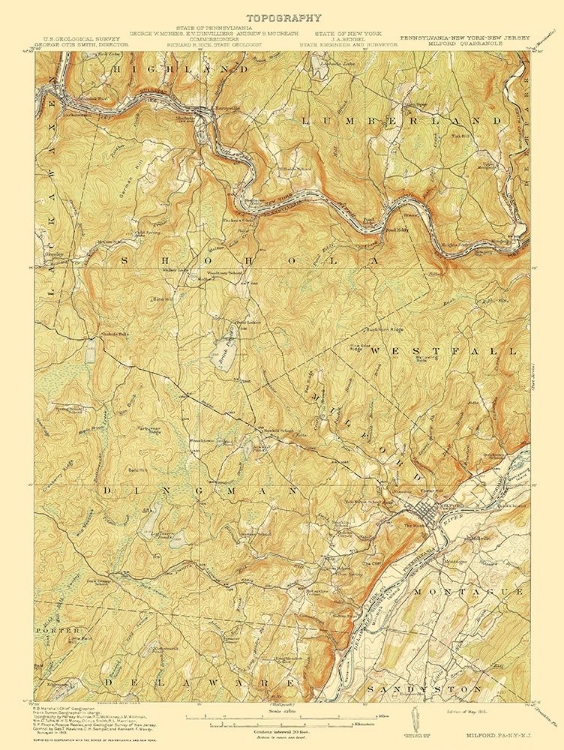 Picture of MILFORD NEW YORK NEW JERSEY QUAD - USGS 1915