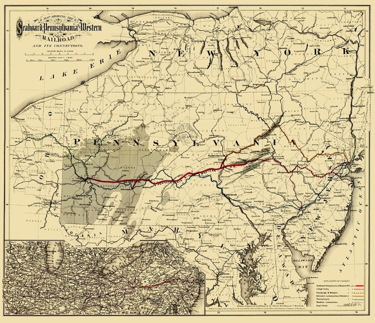 Picture of SEABOARD, PENNSYLVANIA AND WESTERN RAILROAD  1884