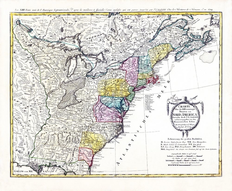 Picture of CHART UNITED STATES NORTH AMERICA - HOMANN 1784