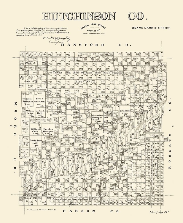 Picture of HUTCHINSON COUNTY TEXAS - MCGAUGHEY 1891