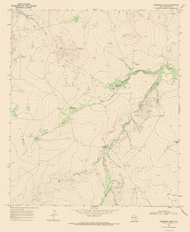 Picture of THREE MILE DRAW TEXAS QUAD - USGS 1968