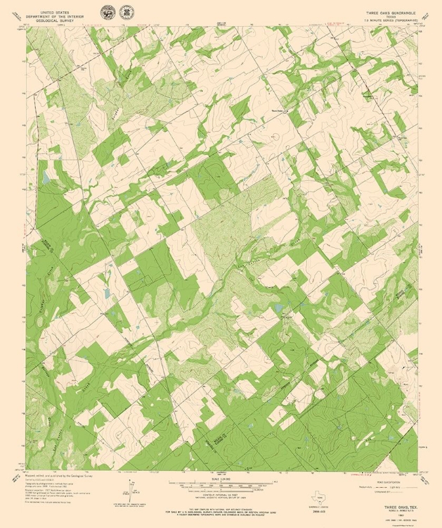 Picture of THREE OAKS TEXAS QUAD - USGS 1961