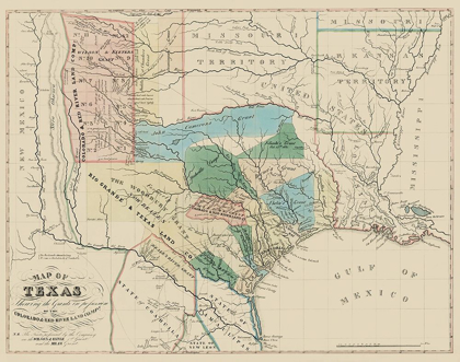 Picture of TEXAS, COLORADO, WITH RED RIVER LAND GRANTS 1821