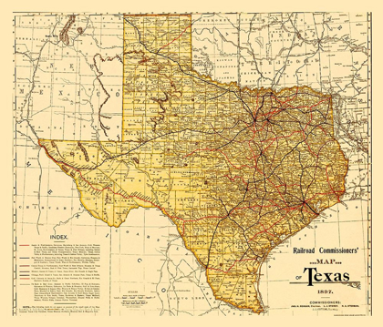 Picture of RAILROAD COMMISSIONERS MAP OF TEXAS 1897
