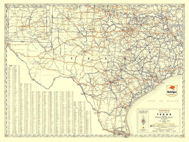 Picture of TEXAS ROAD MAP FROM MAGNOLIA PETRO 1933
