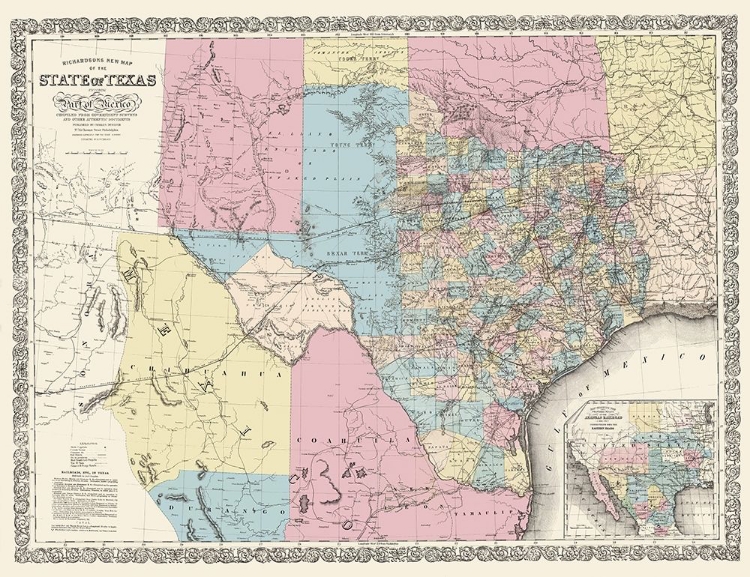 Picture of TEXAS AND PART OF MEXICO - DESILVER 1861