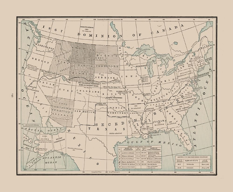 Picture of STATES AFTER CIVIL WAR - CRAM 1892