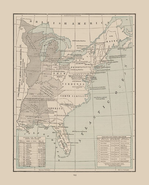 Picture of EASTERN UNITED STATES 1791-1845 - CRAM 1892