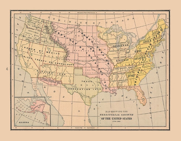 Picture of GROWTH OF UNITED STATES - CRAM 1888