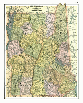 Picture of NEW HAMPSHIRE, VERMONT - JOHNSON 1888