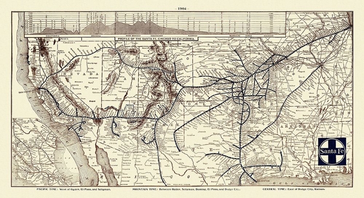 Picture of SANTA FE RAILROAD, CHICAGO TO CALIFORNIA 1904