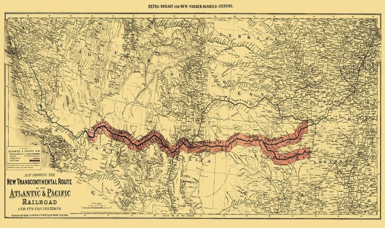 Picture of ATLANTIC AND PACIFIC RAILROAD AND CONNECTIONS 1883