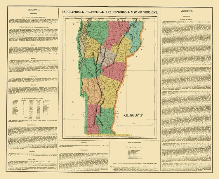 Picture of VERMONT - CAREY AND LEA 1822