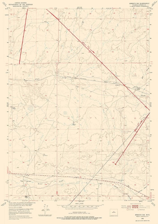 Picture of NORTH WEST ARMINTO WYOMING QUAD - USGS 1952