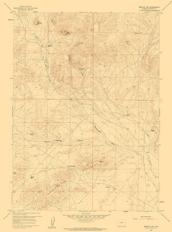 Picture of BARLOW GAP WYOMING QUAD - USGS 1959