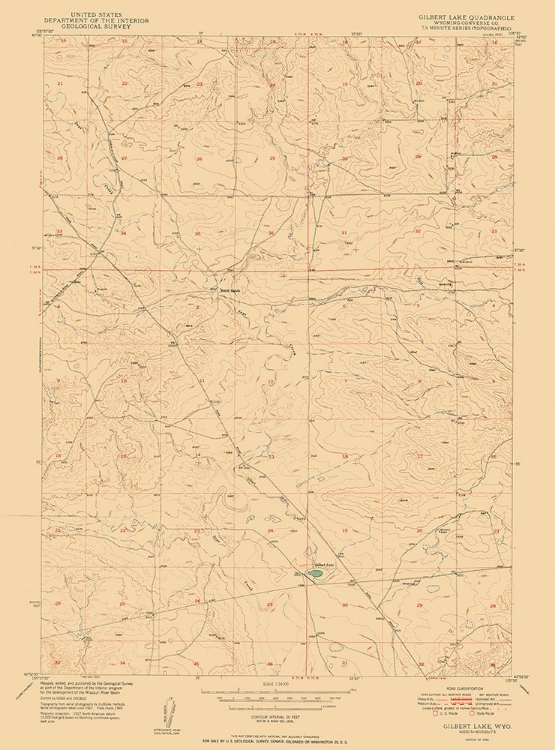 Picture of GILBERT LAKE WYOMING QUAD - USGS 1950