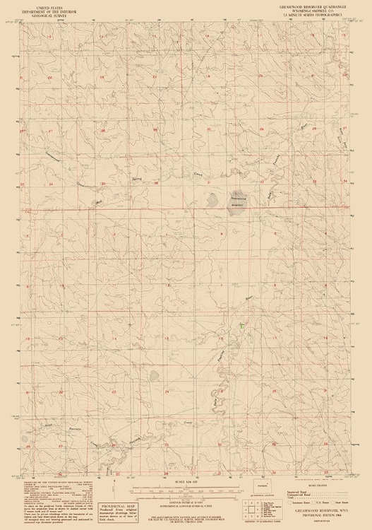 Picture of GREASEWOOD RESERVOIR WYOMING QUAD - USGS 1984