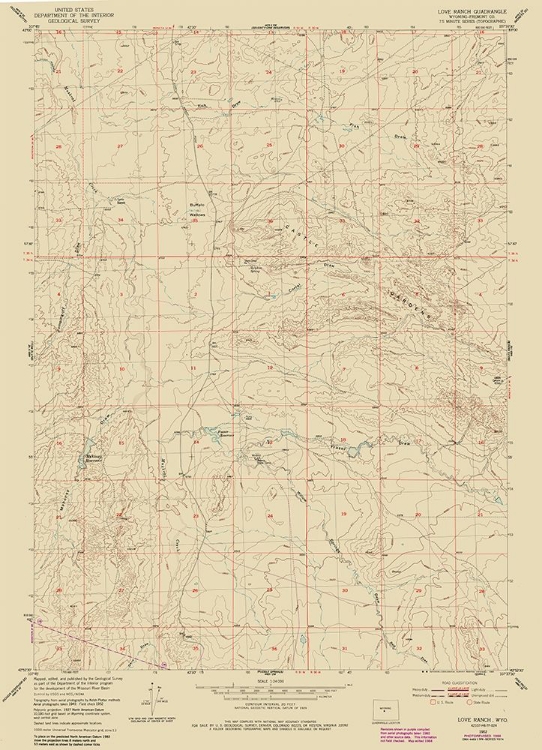 Picture of LOVE RANCH WYOMING QUAD - USGS 1952