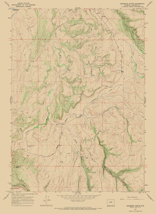 Picture of MAHOGONY BUTTE WYOMING QUAD - USGS 1967