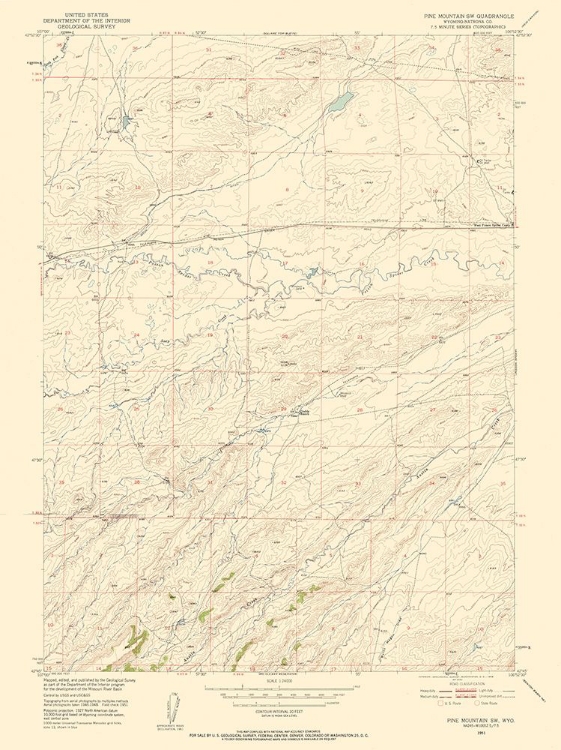 Picture of PINE MOUNTAIN WYOMING QUAD - USGS 1951